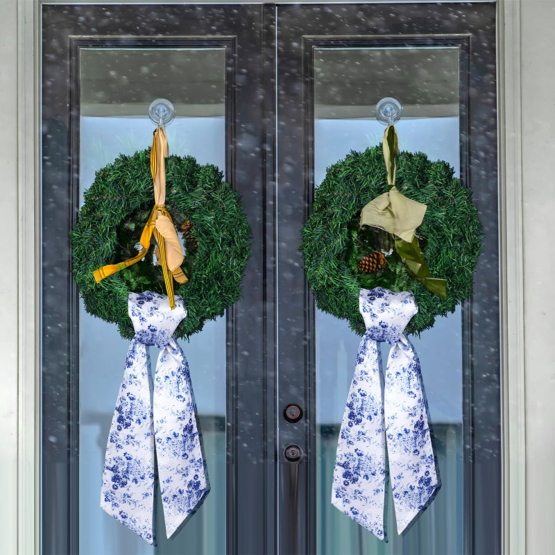 Floraltop 2 Pcs Wreath Sash for Front Door Reversible Chinoiserie Wreath Sash Accessories Decor for Monogram Garland Ribbon Porch Indoor Outdoor Home Party Yard Doorway(Chinese Style) - Image 5
