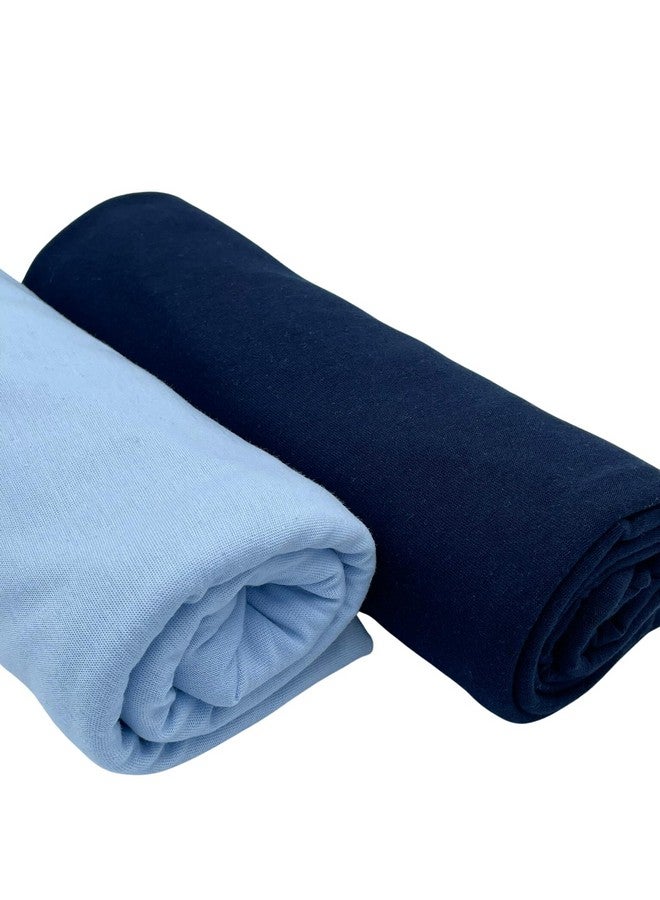 SHEETWORLD.COM Pack N Play Sheets Fitted 27 x 39, Compatible with Graco Pack N Play or Similar - 100% Jersey Cotton - Soft, Durable & Hypoallergenic, 2-Pack, Blue & Navy, by SheetWorld, Made in USA - Image 3