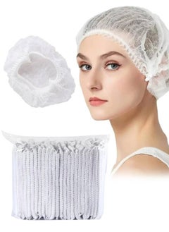 MiMi & BeiBei 100Pcs Bouffant Caps Surgical Head Caps Bouffant Non Woven Cap Dustproof and Disposable Caps Non Woven Shower Caps Disposable Hair Nets Surgical Caps White  - Image 1
