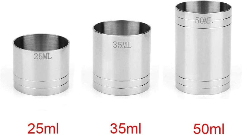 klarako Stainless Steel Thimble Bar Measures 3 Piece Bundle Set klarako CE Marked 25ml/35ml/50ml Spirit Measures - Image 2