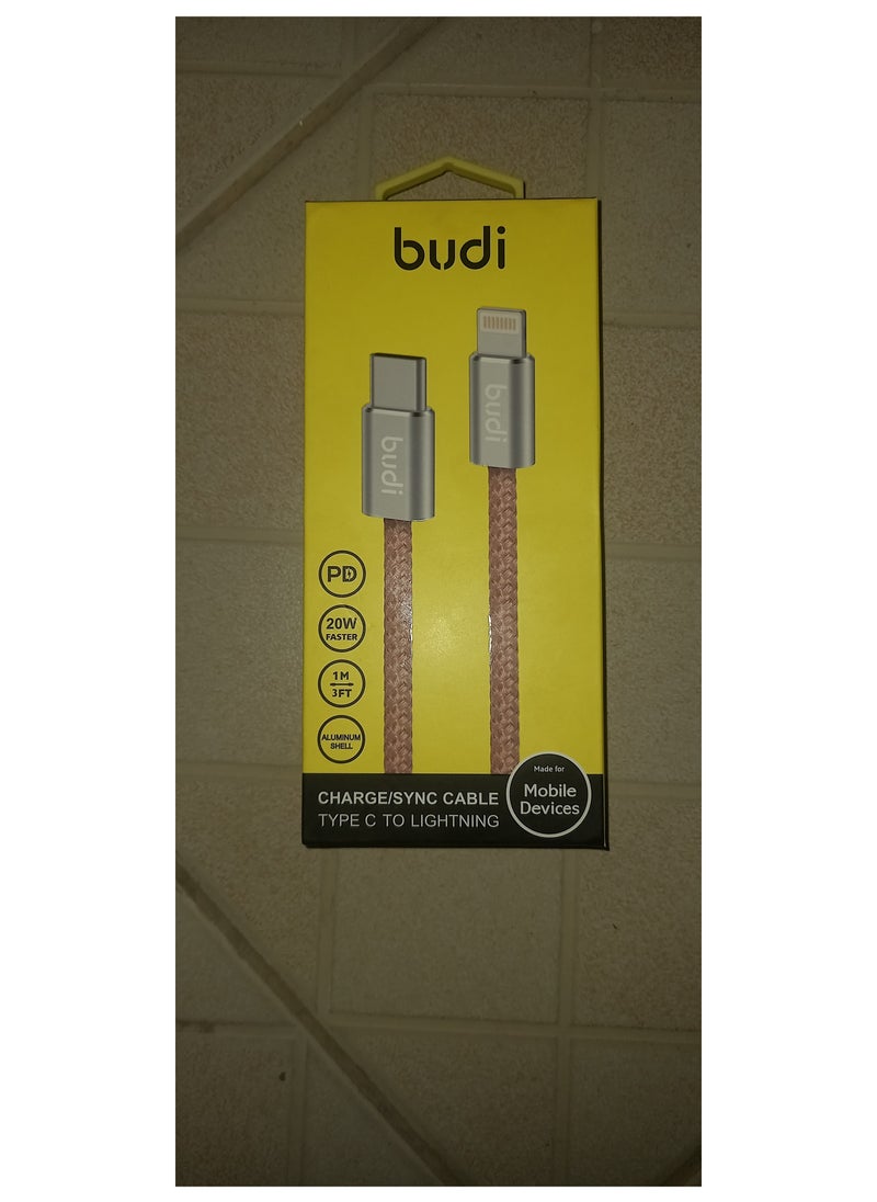 budi - Budi 1m PD 20W USB Type-C to iPhone Aluminum Shell Braided Cable DC222TL - Image 1