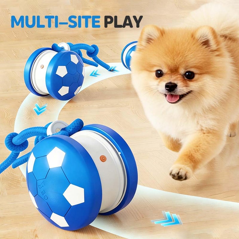 Motion Activated Automatic Rolling Ball Dog Toy With Rope Random Path Orange Blue - Image 4