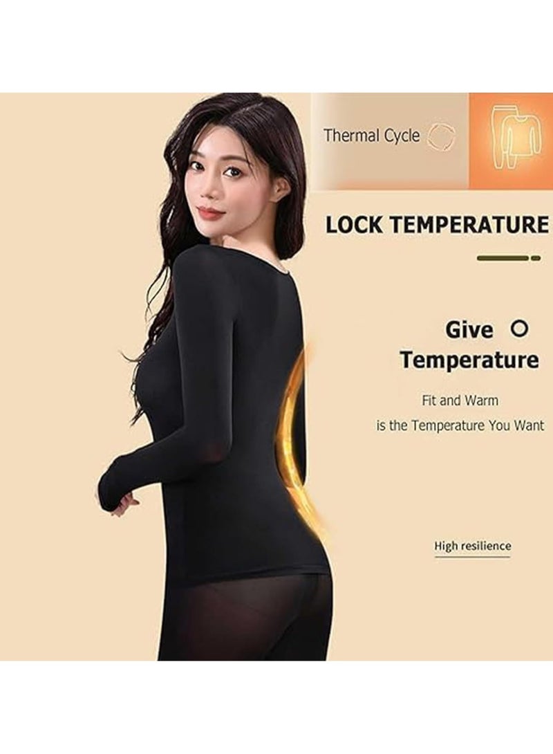 TOMSHOO Women Thick Thermal Underwear Set,Ladies Self-heating Long Johns Thermal Set,Premium Soft Hyaluronic Acid Water-locking Base Layer Tops & Bottoms for Hiking (Beige) - Image 5