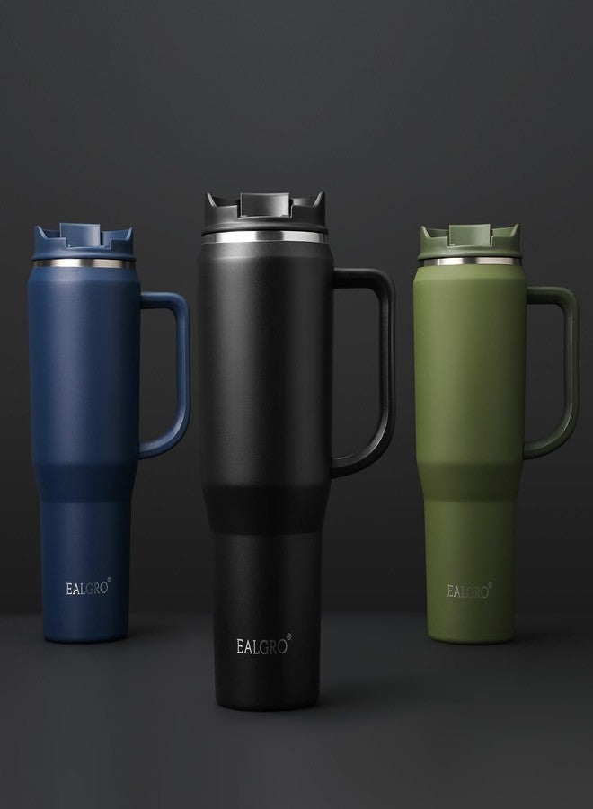 EALGRO 50 oz Tumbler with Handle, Insulated Tumblers with Lid and Straw, Large Metal Sports Water Bottle Jug, Thermal Stainless Steel Travel Coffee Mug Cup, Sage Green - Image 5