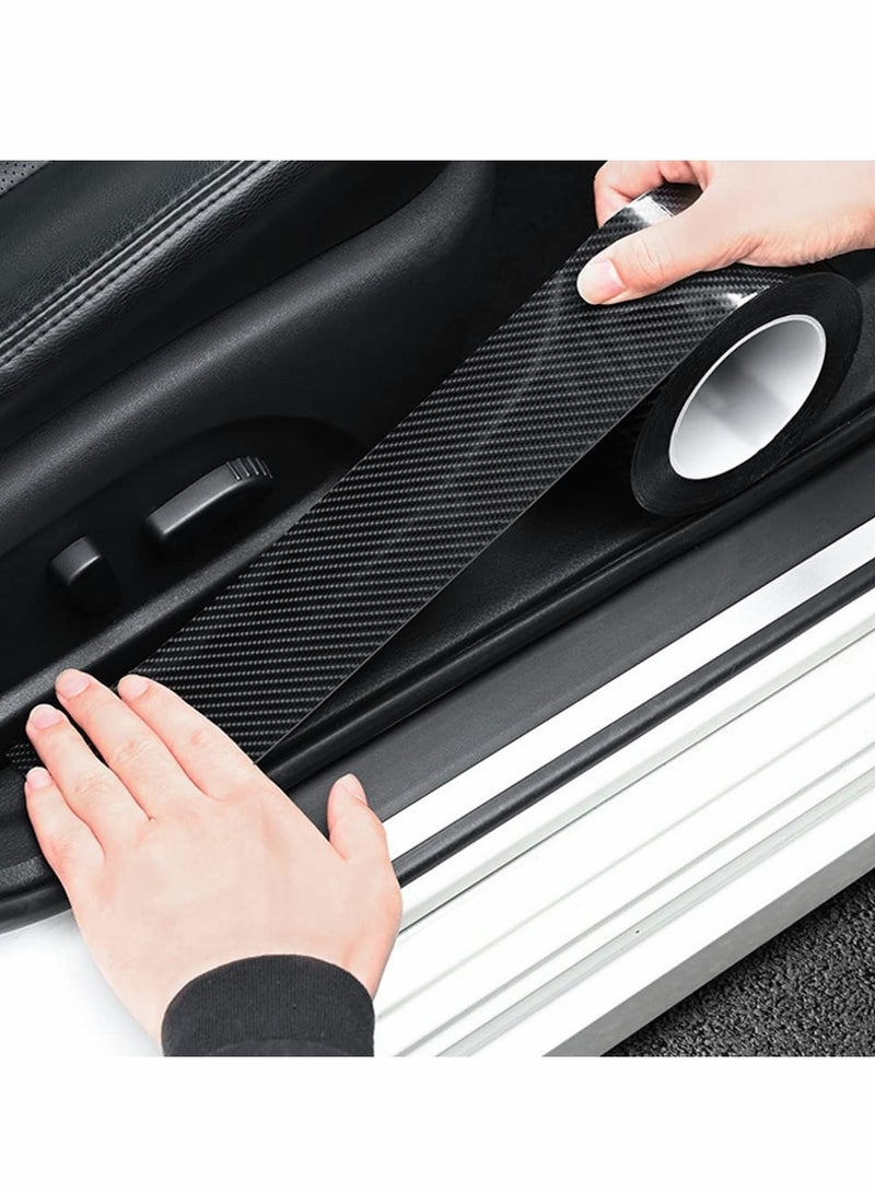 Excefore Carbon Fiber Sticker, Car Sill Protectors Strips Black Carbon Fiber Protective Film Car Door Edge Guard Anti-scratch Sticker Protect Scratch Protection Device Suitable for Most Cars(7CM*3M) 1 Roll  - Image 2