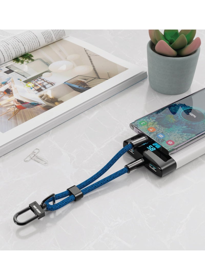 GREEN LION Keychain lanyard USB-C to USB-C 60W / Charge & Sync / Secure & Safe / 30cm Wire /  Wide Compatibility / Fast Charging / 480Mbps Data Transfer - Blue - Image 2