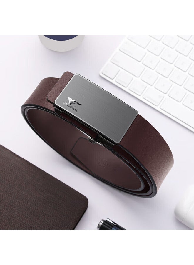 Septwolves Leather Belt For Men, Business Gift Box, Automatic Buckle Without Teeth, Practical Birthday Gift For Boyfriend, Husband, Qixi Valentine's Day - Image 1