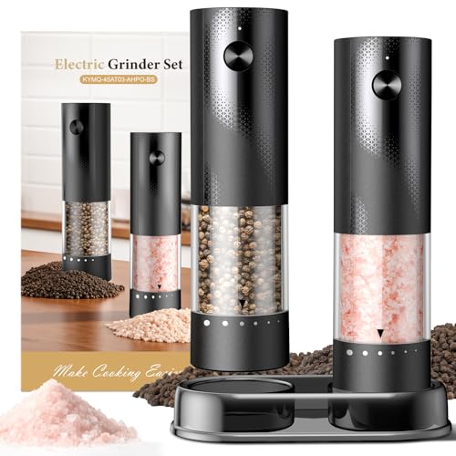 Gaivis Electric Salt and Pepper Grinder Set Rechargeable Automatic Salt and Pepper Shakers Kitchen Appliances with External Adjustable Coarseness Larger Hopper for Cooking Home Gifts2 PackBlackBlack - Image 1