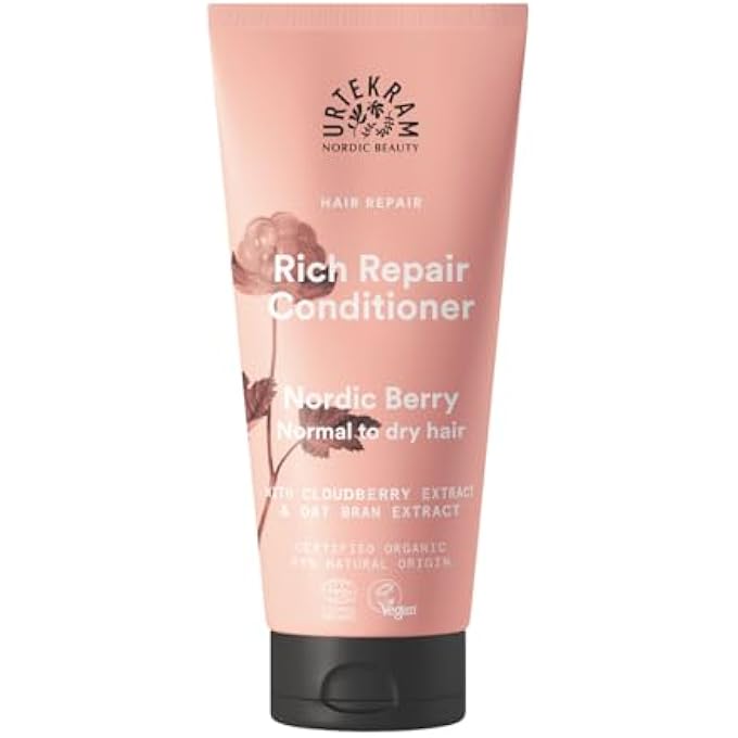 Urtekram NORDIC BERRY RICH REPAIR CONDITIONER WITH CLOUDBERRY, OAT OIL & ALOE VERA - MOISTURISING & REPAIRING FOR NORMAL TO DRY HAIR - VEGAN & NATURAL - 180 ML - Image 1