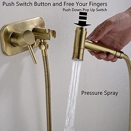 TRUSTMI Bathroom Concealed Hot and Cold Bidet Spray Set Hand Held Sprayer Shattaf Warm Water Toilet Attachment, Brushed Gold - Image 2