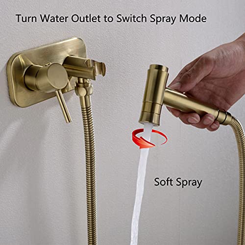 TRUSTMI Bathroom Concealed Hot and Cold Bidet Spray Set Hand Held Sprayer Shattaf Warm Water Toilet Attachment, Brushed Gold - Image 3