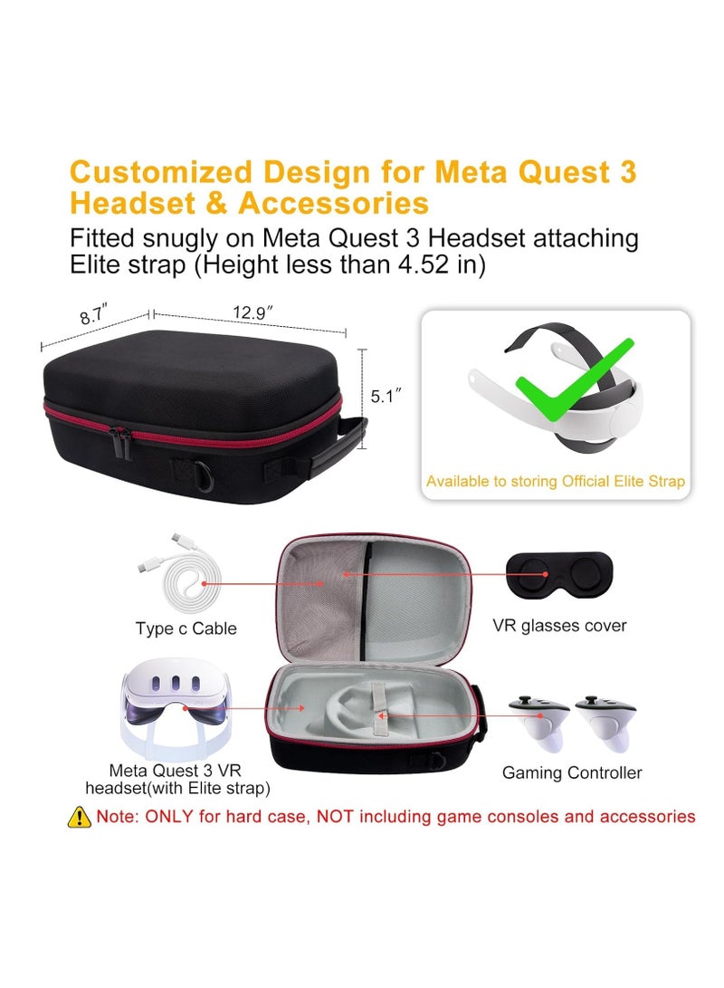 Carrying Case for Meta Quest 3 VR Headset  Gaming Console, Portable Case with Shoulder Belt, Waterproof Shockproof Storage Bag with Mesh Pocket for Meta Quest 3 Accessories - Image 2