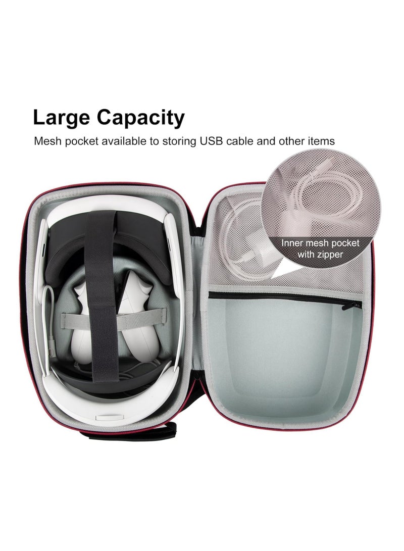 Carrying Case for Meta Quest 3 VR Headset  Gaming Console, Portable Case with Shoulder Belt, Waterproof Shockproof Storage Bag with Mesh Pocket for Meta Quest 3 Accessories - Image 4