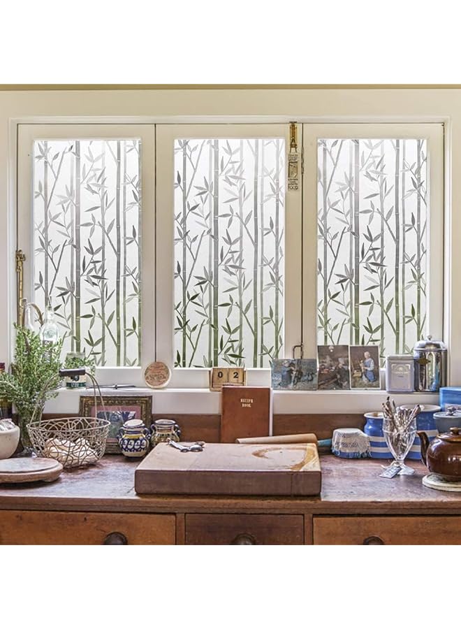 إيروريكس فيلم زجاجي ثابت غير شفاف لاصق ذاتي الخصوصية، فيلم تجميد النوافذ، فيلم تجميد النوافذ، فيلم تجميد قابل للإزالة بنمط الخيزران لتزيين المنزل والمكتب والمتجر، 45 × 200 سم - Image 2