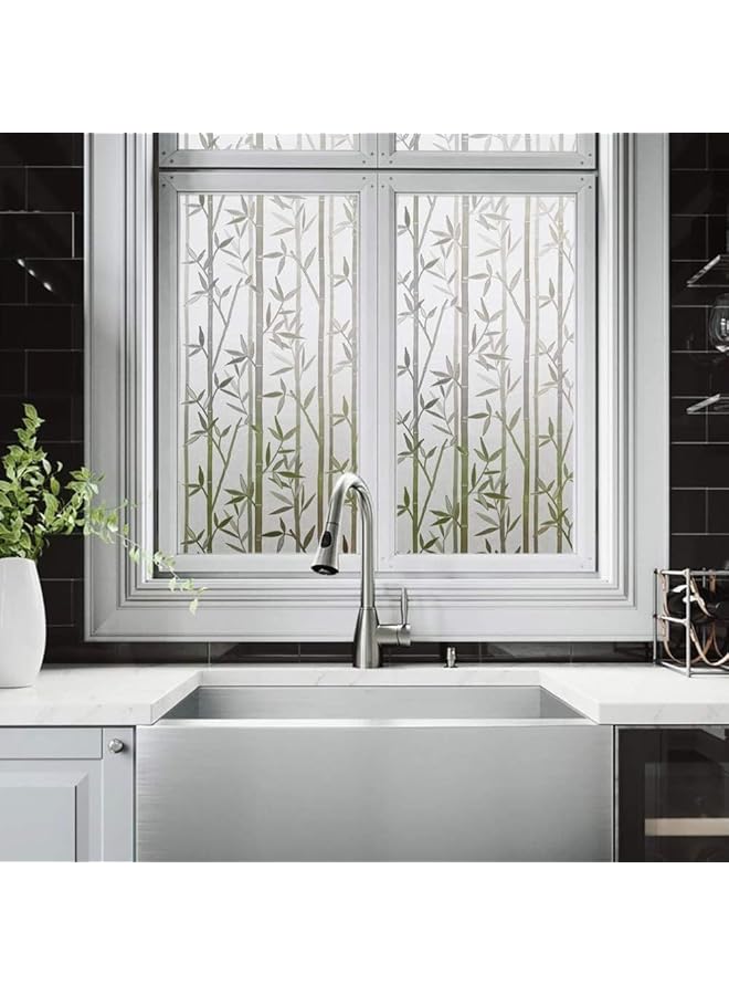 إيروريكس فيلم زجاجي ثابت غير شفاف لاصق ذاتي الخصوصية، فيلم تجميد النوافذ، فيلم تجميد النوافذ، فيلم تجميد قابل للإزالة بنمط الخيزران لتزيين المنزل والمكتب والمتجر، 45 × 200 سم - Image 4