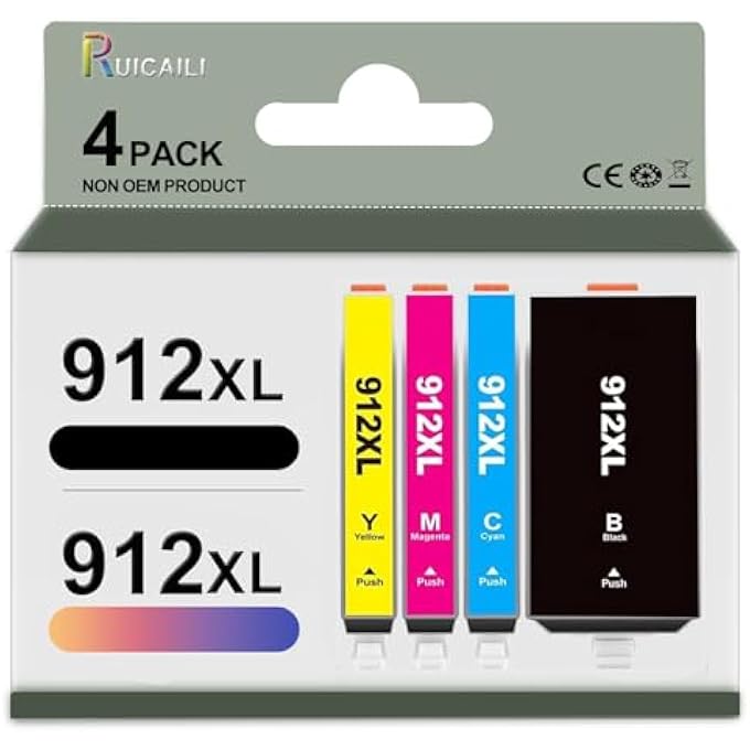 COMPATIBLE FOR HP 912XL 912 INK CARTRIDGES FOR OFFICEJET 8010 8012 8018 OFFICEJET PRO 8022 8028 8035 4PK - Image 1