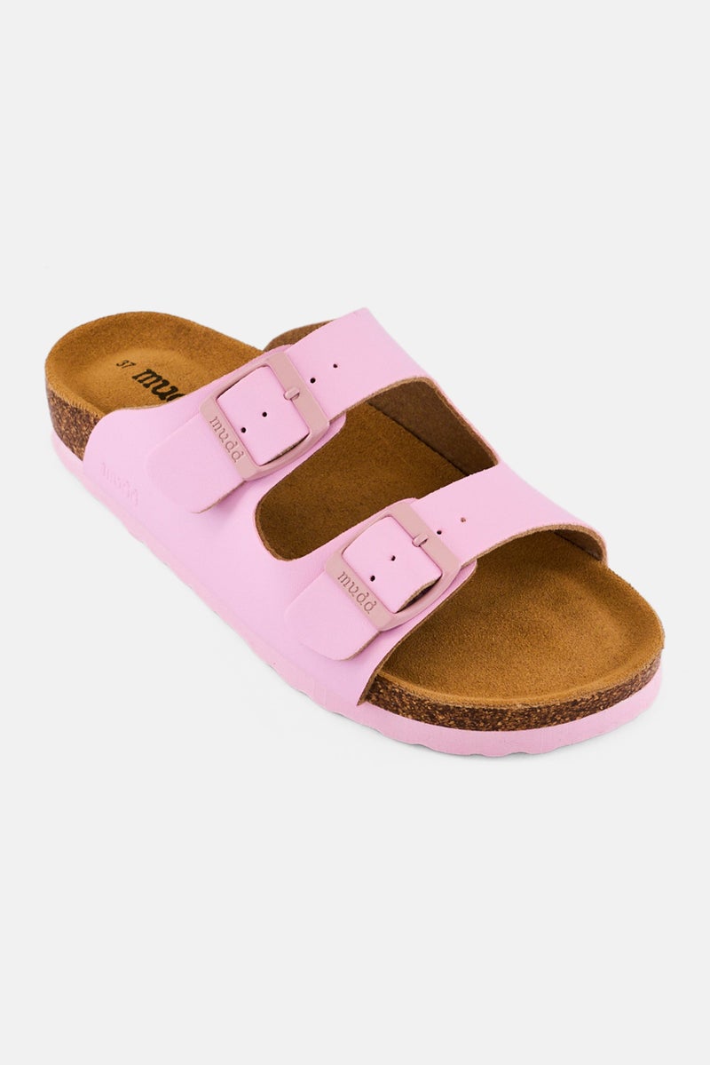 Mudd Women Adjustable Buckle Two Strap Cork Sandals, Pink - Image 1