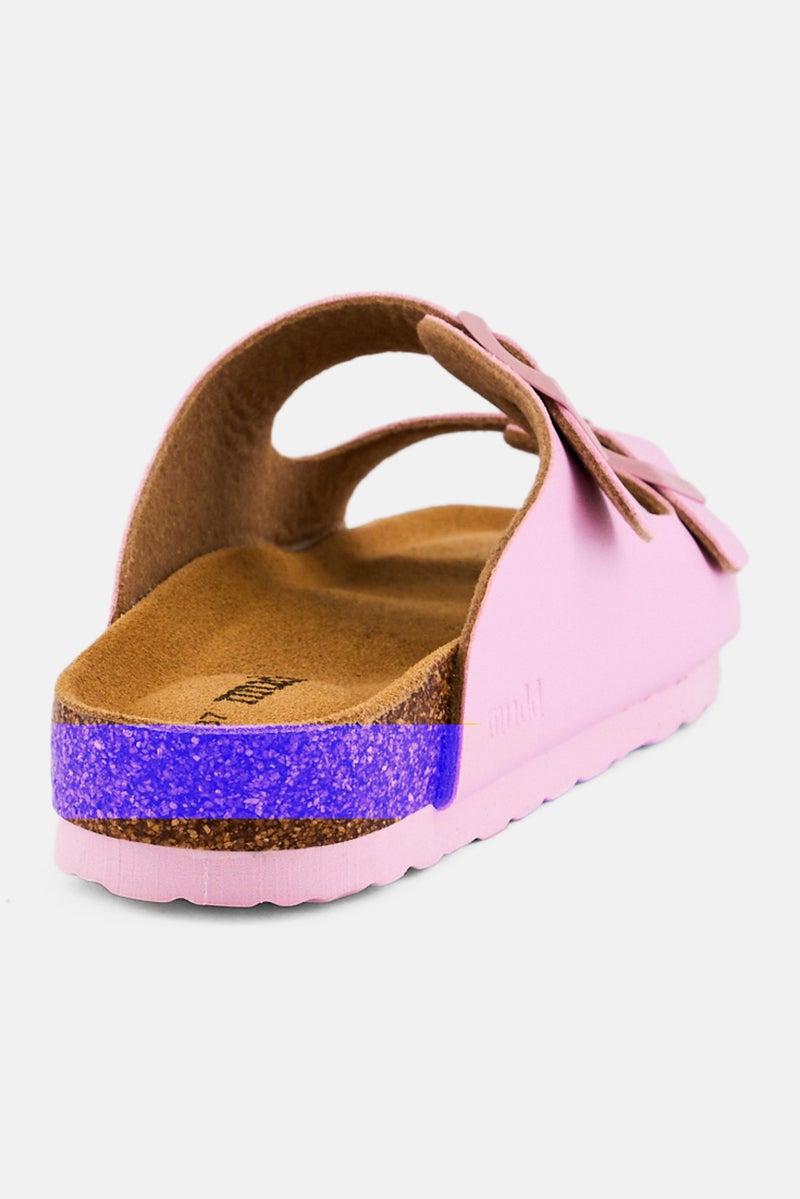 Mudd Women Adjustable Buckle Two Strap Cork Sandals, Pink - Image 3