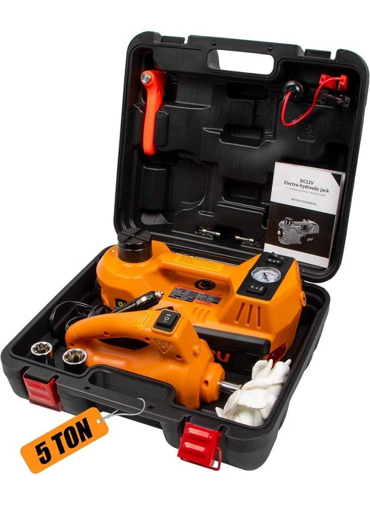 12V 5 Ton Rechargeable Electric Jack Set with 4 in 1 Multifunctional Air Pump for All Car Models - Image 2