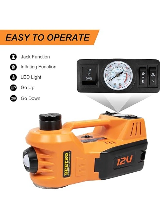 12V 5 Ton Rechargeable Electric Jack Set with 4 in 1 Multifunctional Air Pump for All Car Models - Image 3