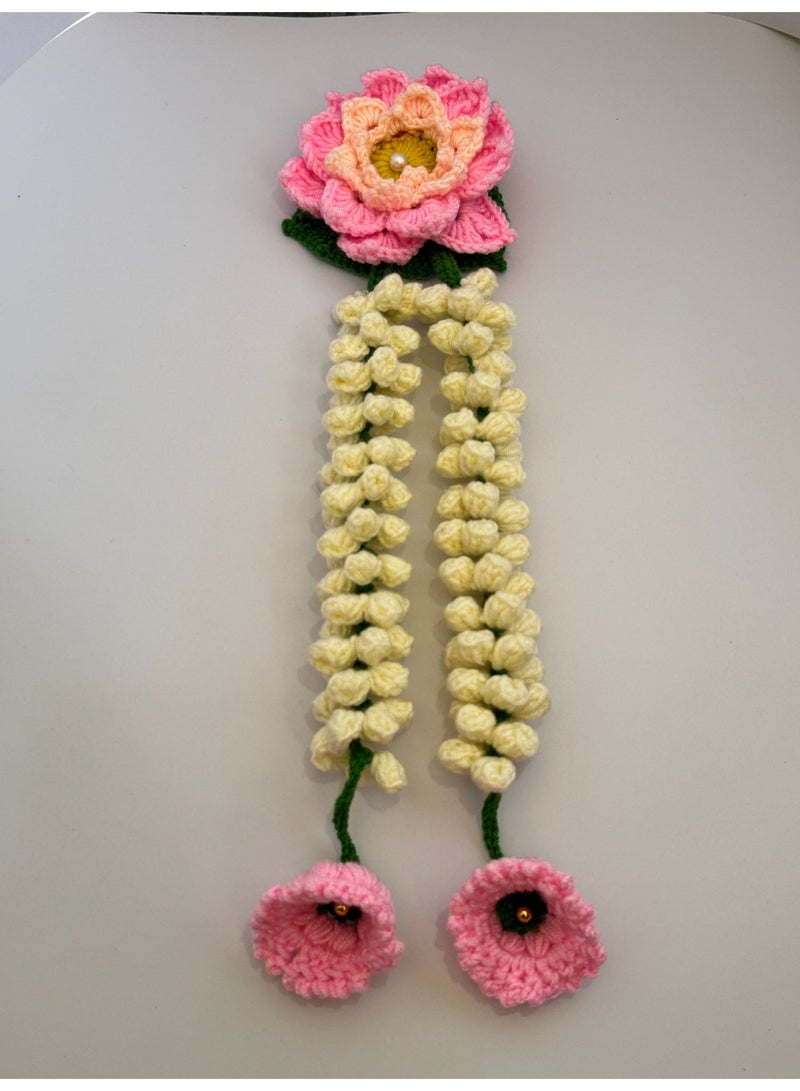 HerTouch Creations Handmade Crochet Lotus & Jasmine Gajra, Flower Hair Accessory for Women (1 Pc) - Image 4