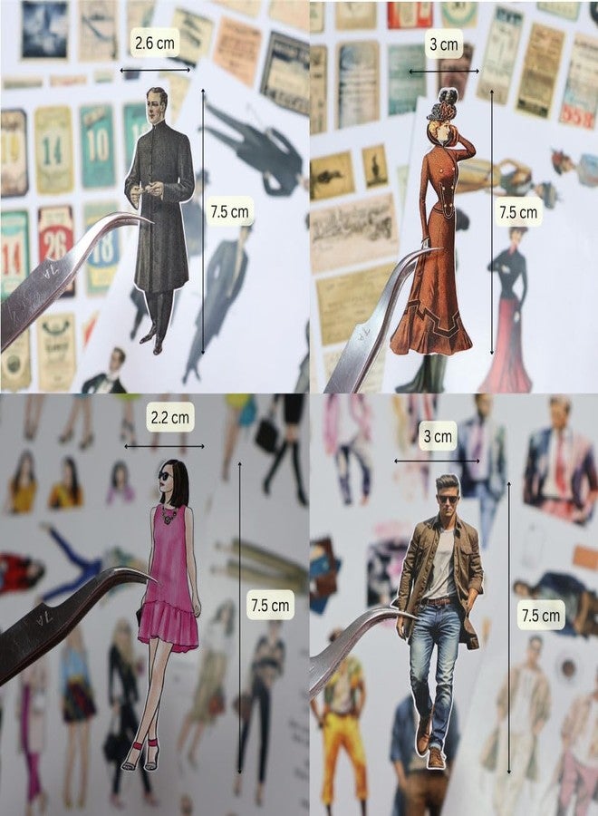 CrafTangles Precut Stickers - Fashion People (281 pcs) Peel and Stick, Printed Scrapbooking Stickers,Stickers for Notebooks,Diary, Journal,Laptop, Mobiles Multicolored Printed Stickers - Image 2