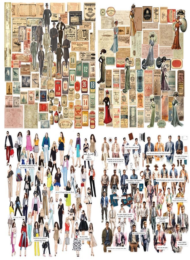 CrafTangles Precut Stickers - Fashion People (281 pcs) Peel and Stick, Printed Scrapbooking Stickers,Stickers for Notebooks,Diary, Journal,Laptop, Mobiles Multicolored Printed Stickers - Image 1