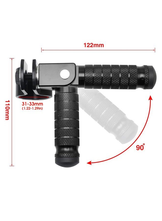 YWLUWEI M8 Motorcycle Foot Rests Fit 1.22-1.29in Motorbike Brackets Foldable Foot Pegs Front Footpeg Rear Footpeg Anti-Skid Rearsets Folded Footrest 90 Degree Fixed Folding Passenger Pedal Supports(Black) - Image 4