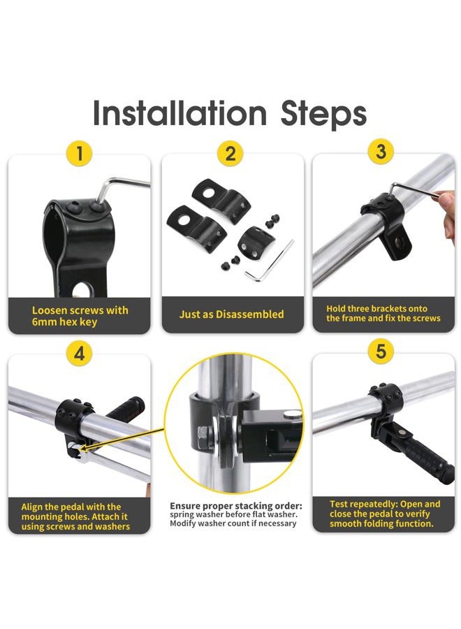 YWLUWEI M8 Motorcycle Foot Rests Fit 1.22-1.29in Motorbike Brackets Foldable Foot Pegs Front Footpeg Rear Footpeg Anti-Skid Rearsets Folded Footrest 90 Degree Fixed Folding Passenger Pedal Supports(Black) - Image 3