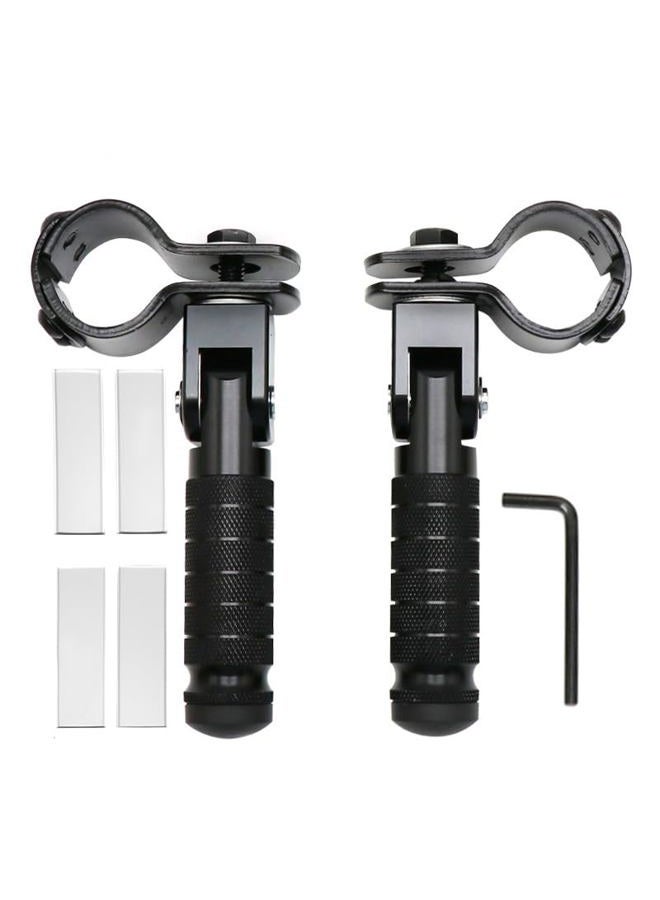 YWLUWEI M8 Motorcycle Foot Rests Fit 1.22-1.29in Motorbike Brackets Foldable Foot Pegs Front Footpeg Rear Footpeg Anti-Skid Rearsets Folded Footrest 90 Degree Fixed Folding Passenger Pedal Supports(Black) - Image 1