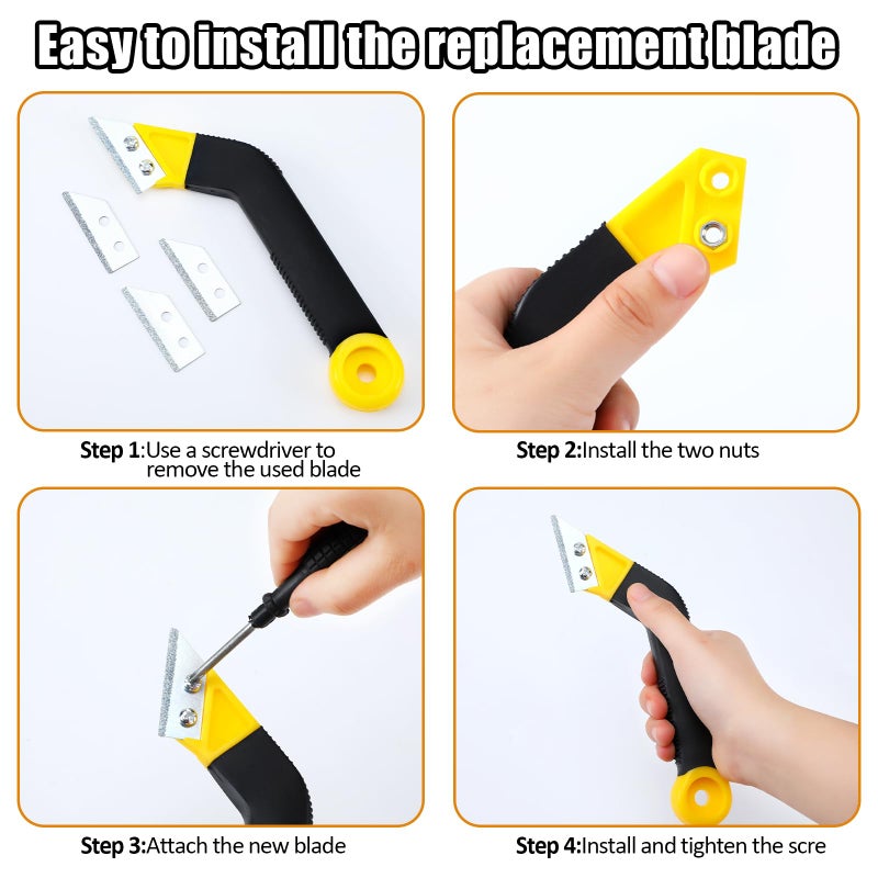 Blulu 11 Pcs Grout Float Sets Include 9.5 x 4 Inch Molded Rubber Grout Float, 6 Sponge, Angled Tile Saw with 3 Blades Replacement, Removal Tool for Masonry Stucco Drywall Concrete (Black) - Image 5