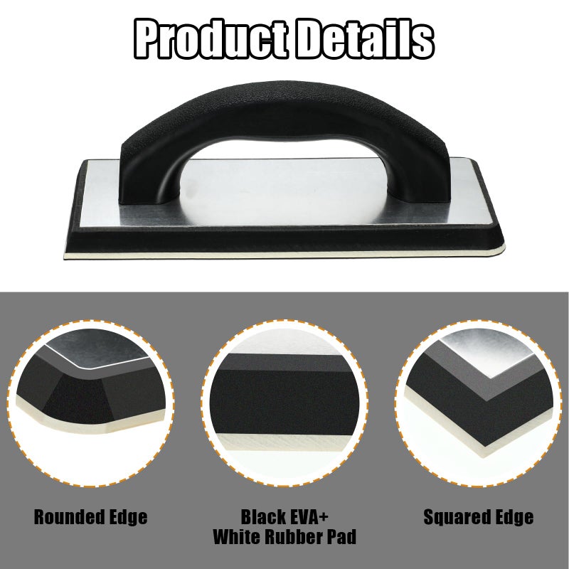 Blulu 11 Pcs Grout Float Sets Include 9.5 x 4 Inch Molded Rubber Grout Float, 6 Sponge, Angled Tile Saw with 3 Blades Replacement, Removal Tool for Masonry Stucco Drywall Concrete (Black) - Image 4