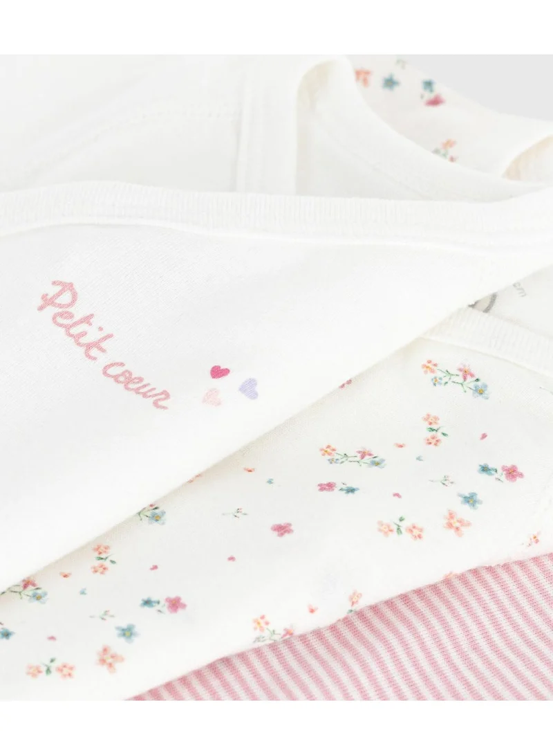 Petit Bateau Pack of babies' short-sleeved printed cotton wrapover bodies