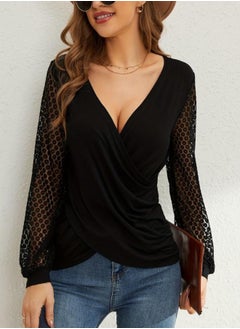 يونيكي Black Viscose Rayon Solid Regular Top  - Image 1