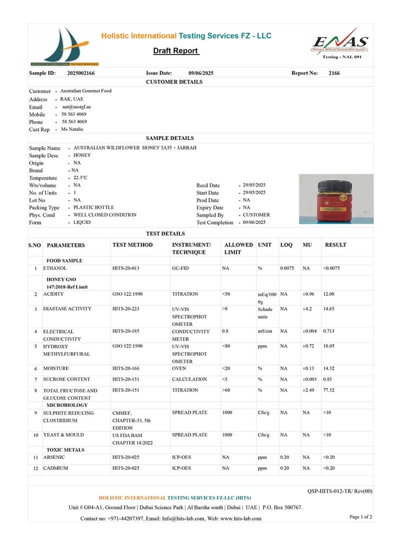 Australian Wildflower TA35+ Jarrah Raw Honey 250g (MGO 2001+ equiv) - Glyphosate Free, Antioxidant, Antifungal, Low GI, Medicinal, Single Origin - Image 4