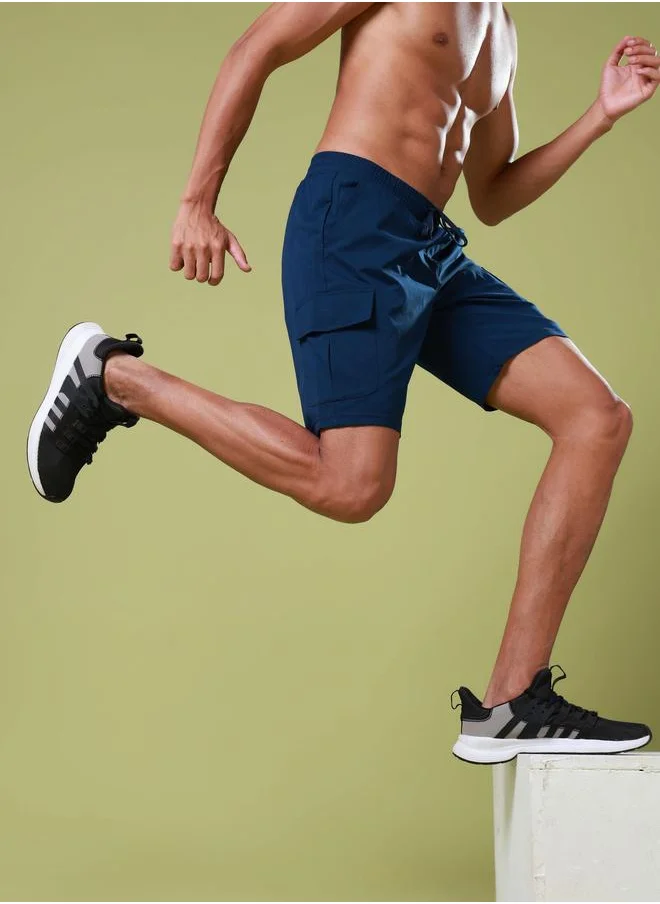 تكنوسبورت Technosport Men Solid Slim Fit Shorts with TS Flexi