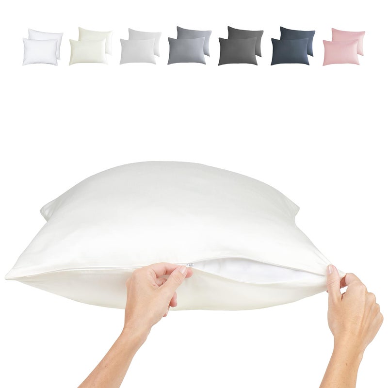 JOMO Cooling Pillow Cases Standard - 100% Viscose Bamboo Pillowcase 2-Pack Zippered  Soft Pillow Cases Cool Viscose Bamboo Pillow Cases for Hot Sleepers - Image 4