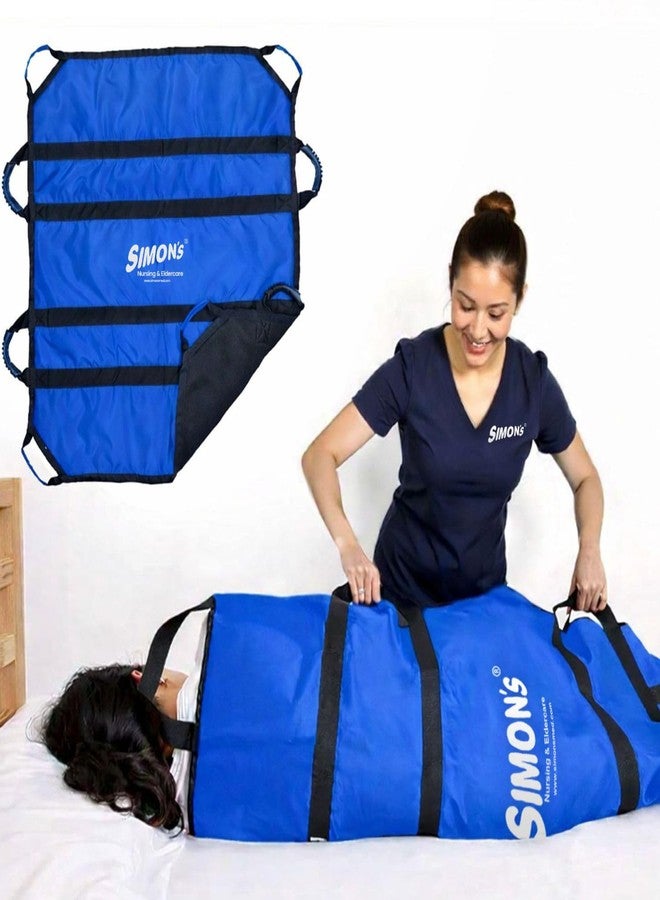 Simon's LiftPro Heavy-Duty Patient Lifting, Turning and Transfer pad, Suitable for Positioning Bed-Ridden Elderly Patients | 8 Handles, Soft Padded, Foldable Sheet, Must Have for Care givers-Blue - Image 1