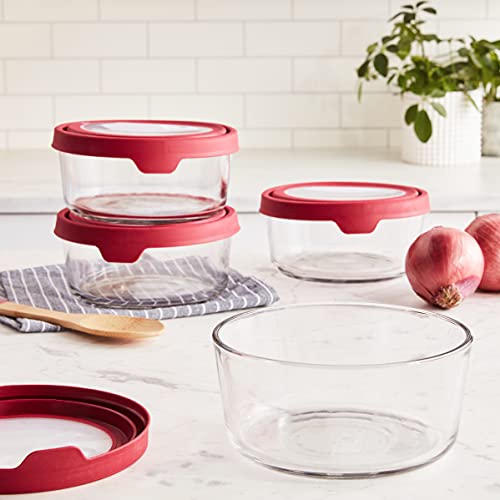 Anchor Hocking TrueSeal Glass Food Storage Containers with Airtight Lids, Cherry, 7 Cup (Pack of 4) - Image 2