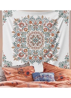 SYOSI White Bohemian Tapestry Wall Hanging, Mandala Floral Medallion Hippie Tapestry, Light Brown Aesthetic Wreath Design, Cream Wall Decor Blanket for Bedroom Home Dorm  - Image 2