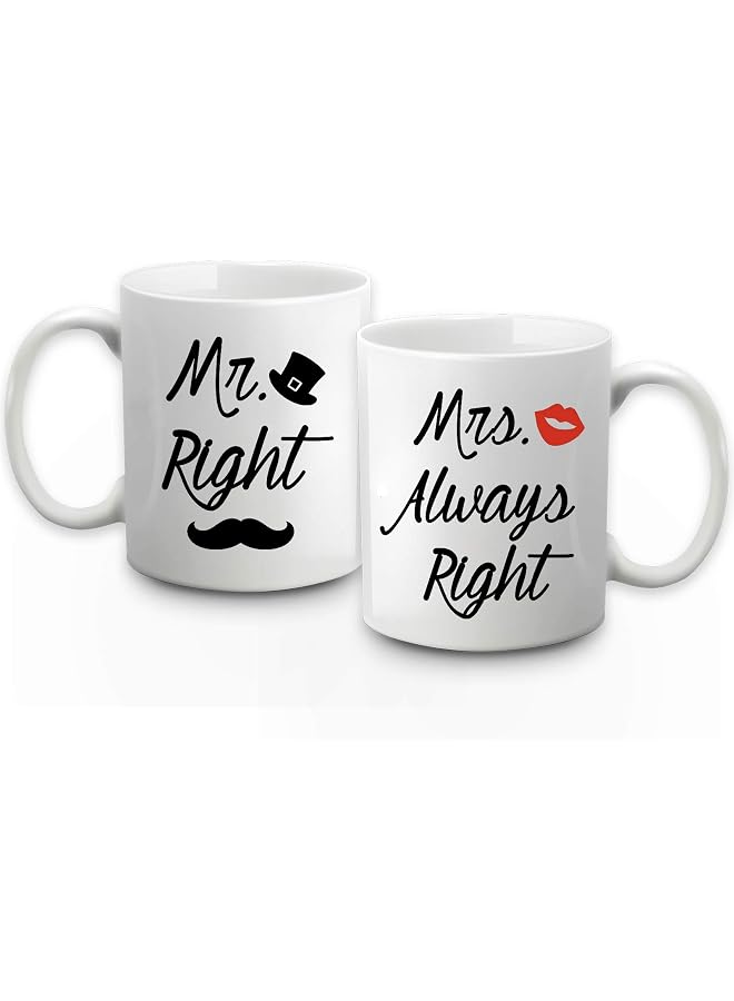 Mr Right Mrs Always Coffee Mugs Couple And Wedding Gifts For Engagement Anniversary Valentines Day 11 Ounce