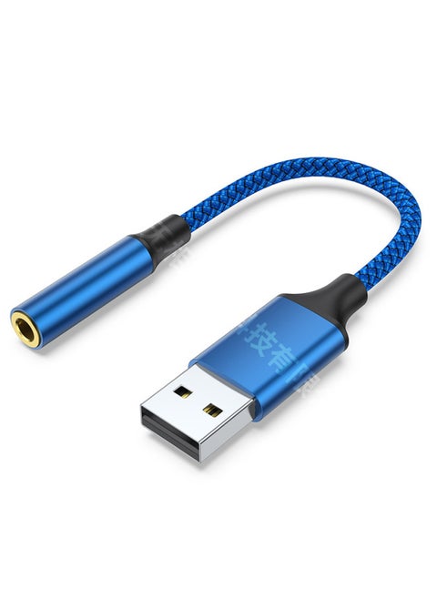 USB To 3.5mm Computer USB External Sound Card Digital Audio HIFI Adapter To Connect Sound Card Headphones-Color:KT0210 DAC 96k No Hole Blue-Length:15CM
