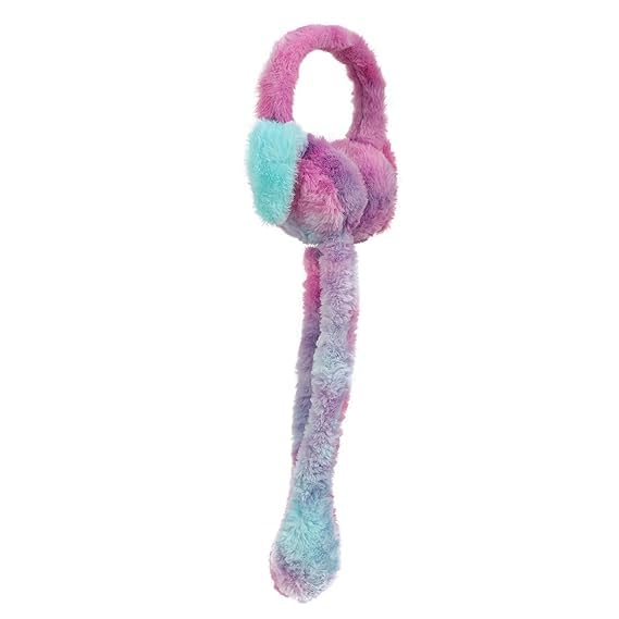 UMANI Premium Faux Fur Winter Earmuffs with Long Scarf Tails for Kids & Adults – Ultra-Soft Tie-Dye Plush Ear Warmers, Rainbow Headband Accessory for Cold Weather, One Size Fits All - Image 1