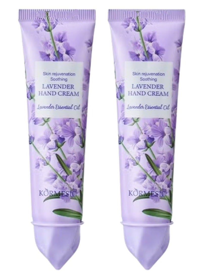 Kormesic 2Pcs Lavender Hand Cream Deeply Moisturizing Hand Cream Antifreeze & Crack Prevention Smooth Brighten Lavender Hand Cream Moisturizing Hydrating Repairing Dry Rough Hands Cream 2x30g