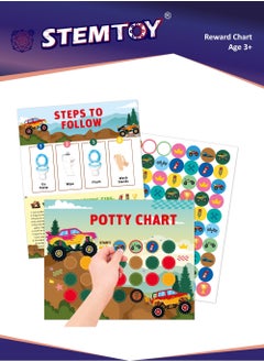 Racing Car Potty Training Chart for Toddlers Boys, Potty Reward Chart with Stickers for Kids, Behavior Reward Chart for Home Bathroom Wall, Potty Training and Good Habit Development with Step-by-Step Instructions