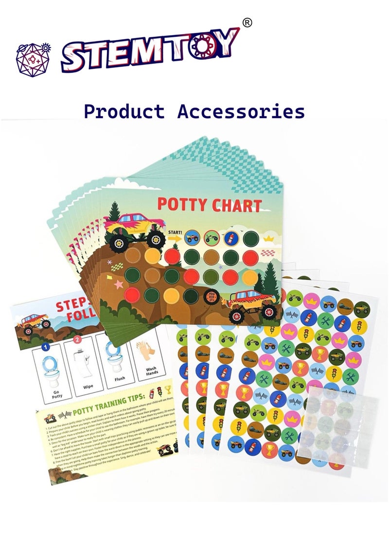 STEMTOY - Racing Car Potty Training Chart for Toddlers Boys, Potty Reward Chart with Stickers for Kids, Behavior Reward Chart for Home Bathroom Wall, Potty Training and Good Habit Development with Step-by-Step Instructions - Image 1