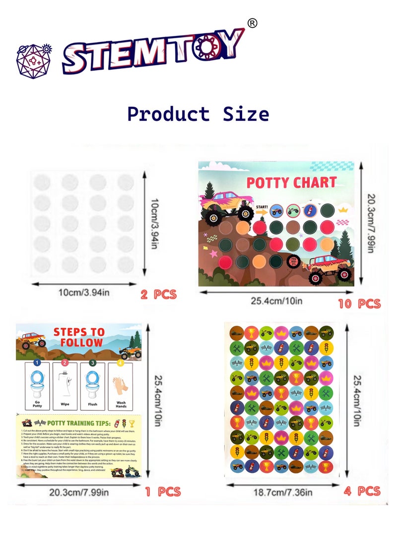 STEMTOY - Racing Car Potty Training Chart for Toddlers Boys, Potty Reward Chart with Stickers for Kids, Behavior Reward Chart for Home Bathroom Wall, Potty Training and Good Habit Development with Step-by-Step Instructions - Image 1