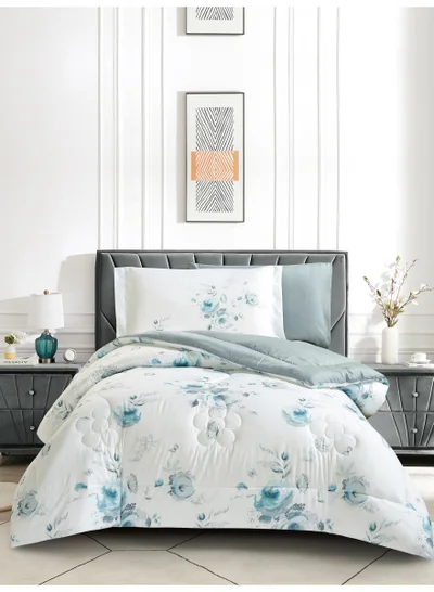 Donetella Bedding Comforter Set, twin Size Fits 120x200 cm - 4-Pcs Digital Print Quilted Bed Set, Microfiber Fabric - 1 Comforter, 1 Fitted Sheet, 1 Pillow Shams, 1 Pillowcases.