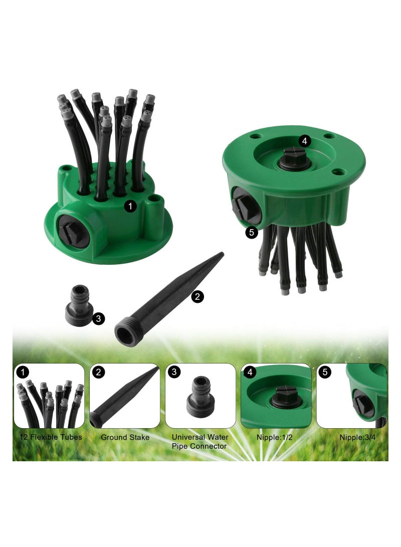 Zikra Garden Sprinkler, 12 Hose Head Garden Plants Vegetable 360° Adjustable Watering Sprinkler Multi-use Lawn Irrigation System Adjustable Rotation Lawn Sprinkler for Outdoor Yard - Image 4