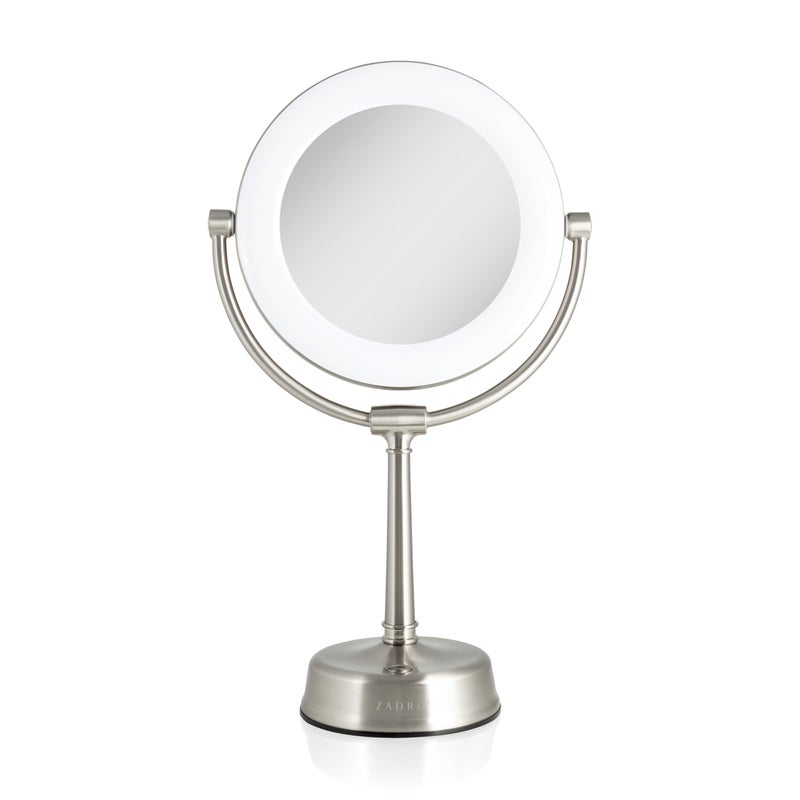 Zadro Zadro Lexington LED Lighted Makeup Mirror with Magnification TwoSided Swivel Mirror with Lights for Makeup Desk Vanity 10X1X 12 W x 20 H 10 Head 75 Mirror Satin Nickel 